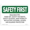 Signmission OSHA Sign, Required PPE Hard Hat Toe Boots, 10in X 7in Decal, 10" W, 7" H, Landscape OS-SF-D-710-L-10713 - alternate 1